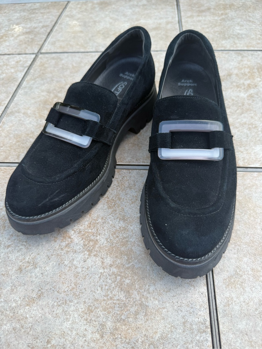 Softwaves Black Suede Loafers